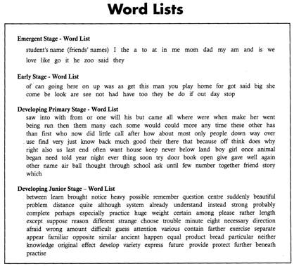 word lists