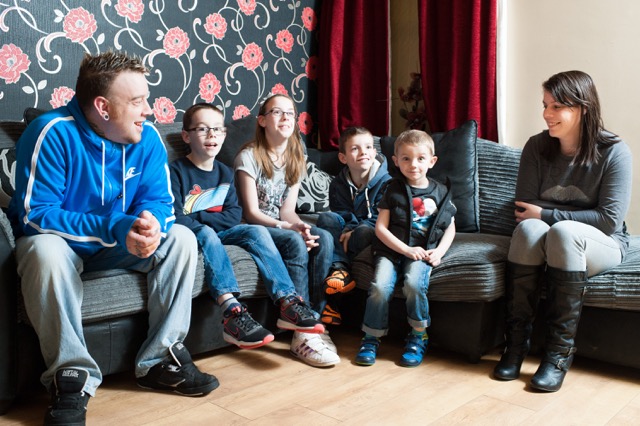 family on sofa