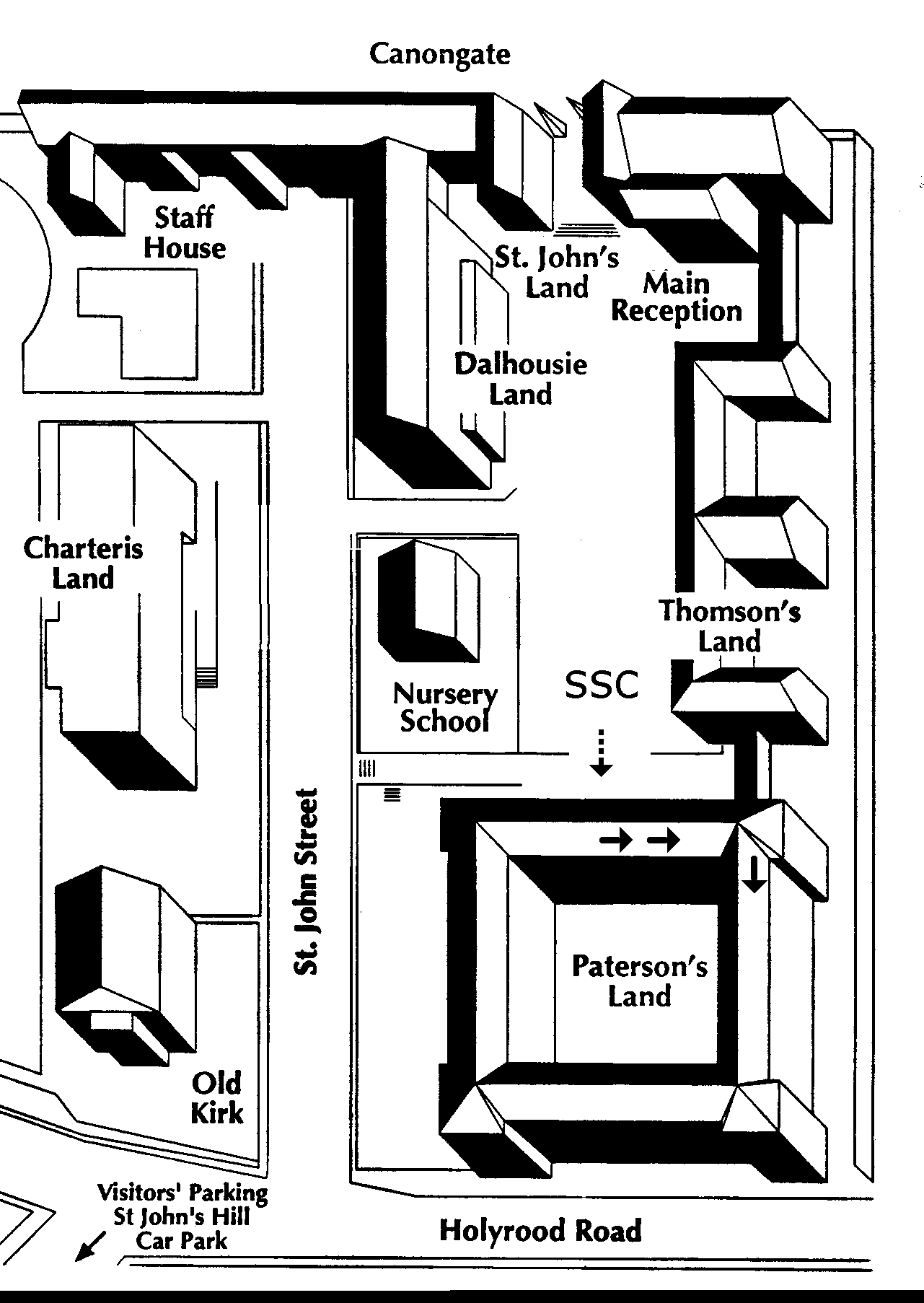 image shows map of SSC within Holyrood Campus