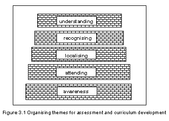 Pyramid structure with 'Awareness' at the base moving up through 'Attending, Localising, Recognising' to Understanding' at the top